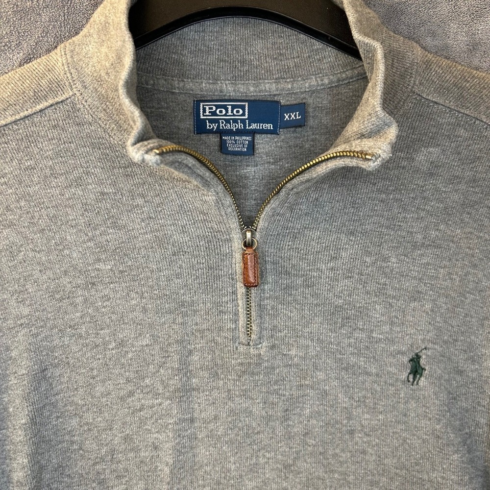 Polo Ralph Lauren Mens‎ XXL Quarter Zip Sweater Estate Rib Heather Gray Pullover